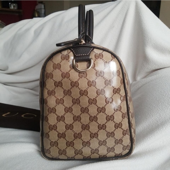 NWOT Authentic Gucci GG Monogram Supreme Crystal Joy Boston Satchel Bag - Picture 3 of 11